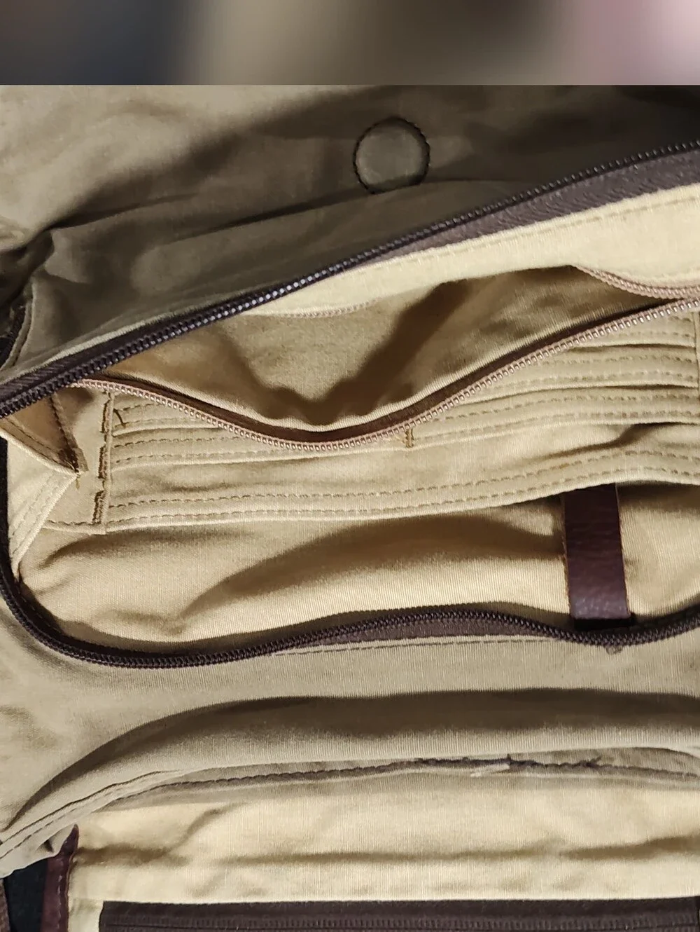 Duluth Trading Co Oil Cloth Sling Crossbody Messenger Shoulder Bag, Brown/Tan
